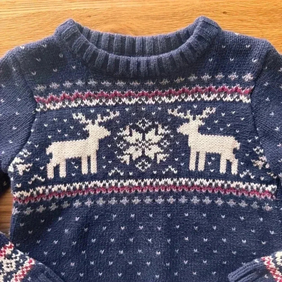 Vintage Holiday Knit Sweater Eagle Eye 100% Cotton Christmas Snowflake Reindeer - Picture 3 of 9